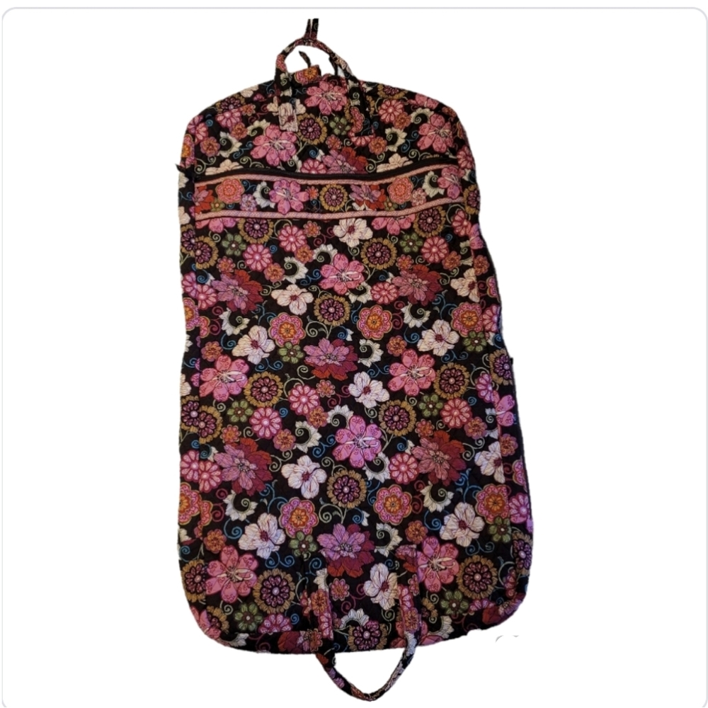 Vera Bradley Retired Quilted Mod Pink Brown Floral Garment Bag Luggage Travel